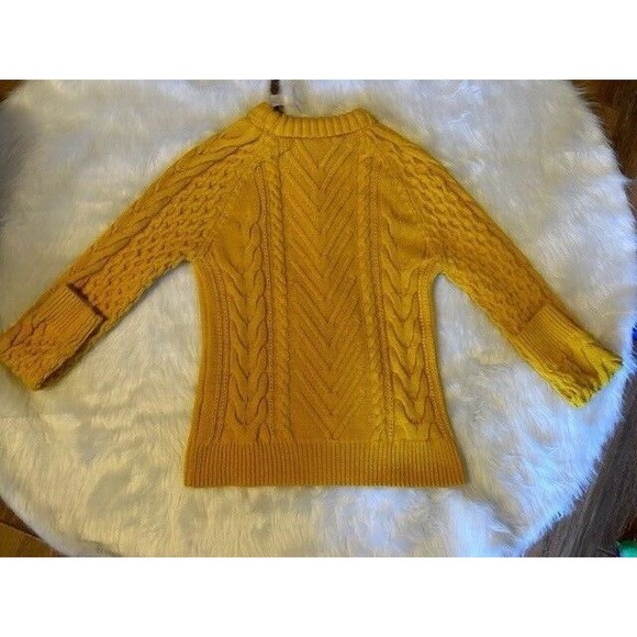 Zara Sweater Womens Size Small Cable Fisherman Chunky Knit Pullover Mustard GUC - Picture 7 of 9